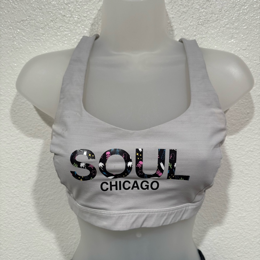 lululemon grey soul cycle chicago workout athletic yoga gym sports bra tank top
